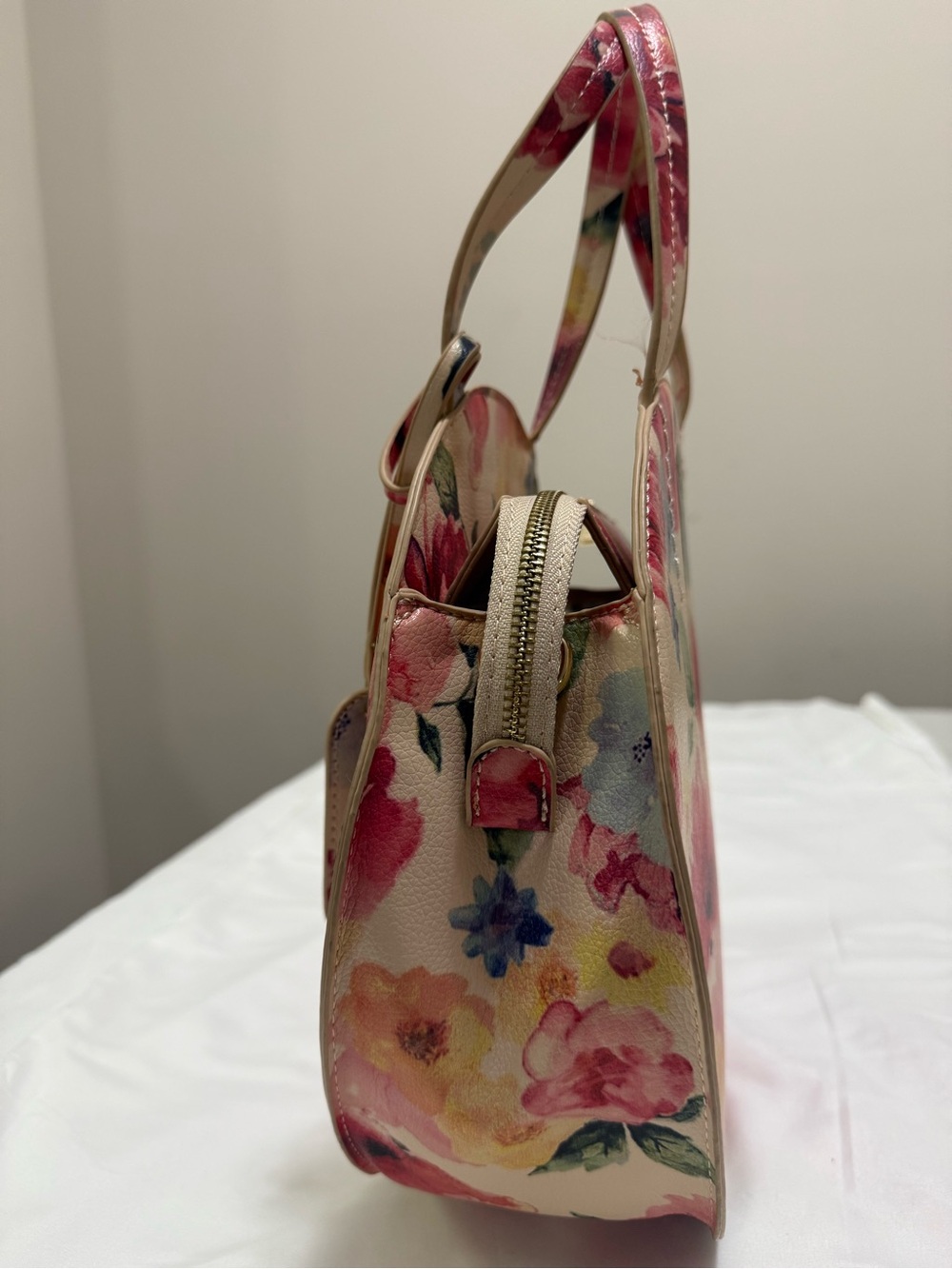 Floral Round Top Handle Bag Pink Multicolor Y2K - Picture 4 of 7